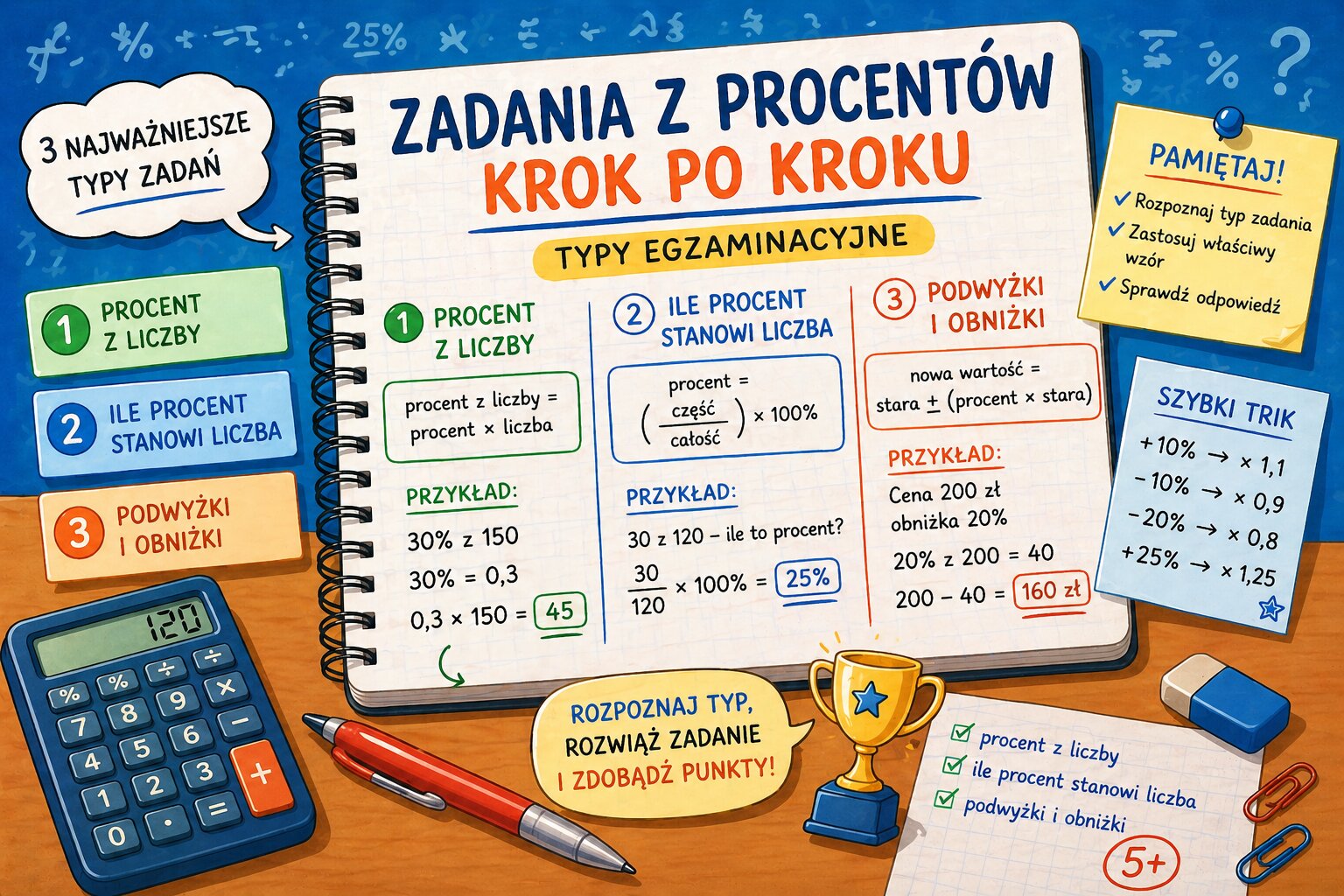 Zadania z procentów – jak rozwiązywać krok po kroku